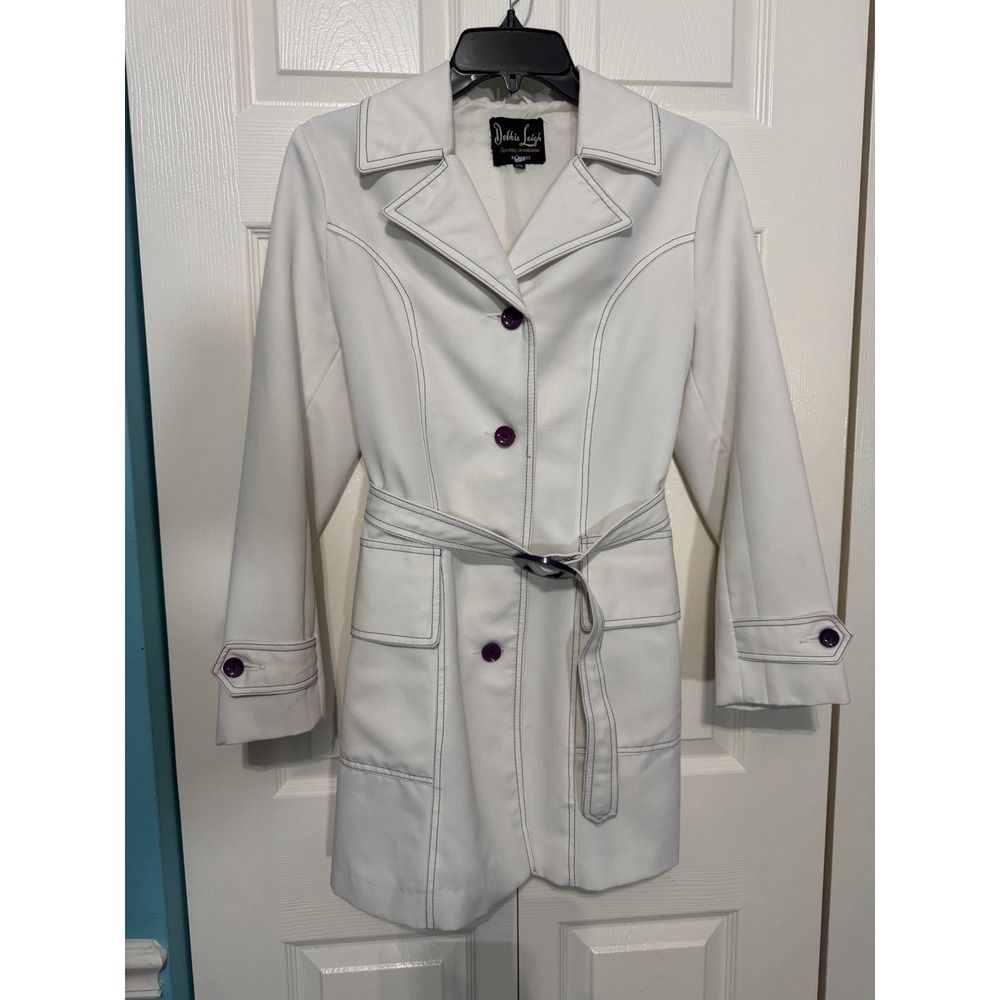 Debbie Leigh Vintage Trench Coat White/Purple Size‎ 10